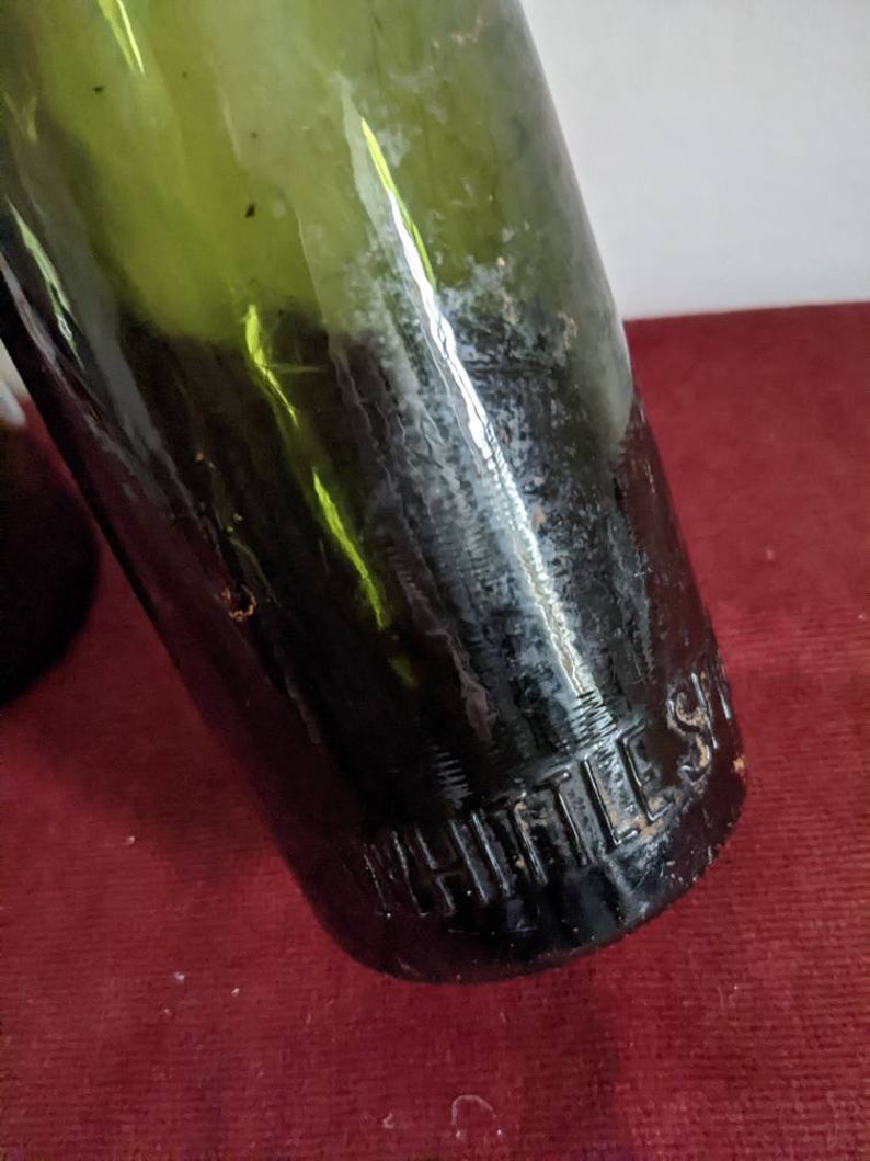 Two Vintage Antique Green Glass Beer Bottles Circa 1900s Etsy