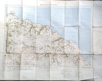 Mappa del Ministero della Guerra del 1941: Inghilterra, mappa in tessuto di Whitby e Saltburn
