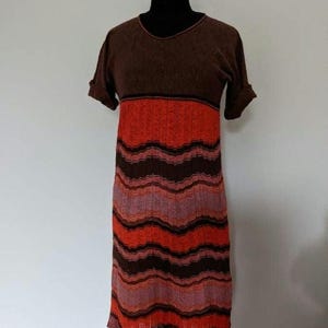 Vintage 1990s M Missoni Knitted Dress Size 14 Wavy Autumn Colours Stripes Women Ladies Girls