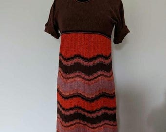 Vintage M Missoni Knitted Cotton Dress - 1990s Wavy Stripe, Size 14