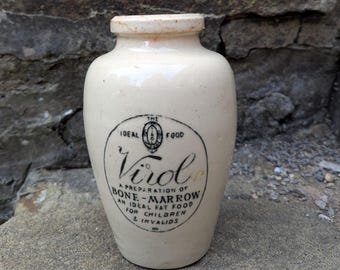 Antique Virol Stoneware Bottle Circa 1910s Pharmacy Chemist