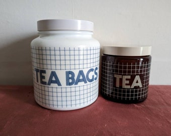 Glass Kitchen Storage Jars Vintage 1980s Cannisters