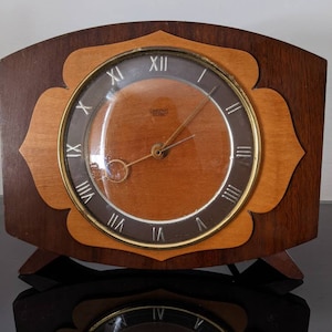 Mid-century Modern Smiths Sectric Wooden Plug-in Mantel Clock Working Made in England