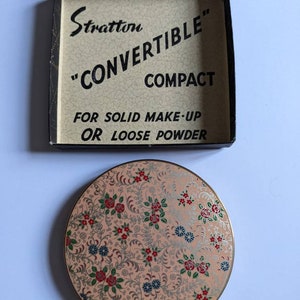 Vintage 1960er Jahre Stratton Cabrio Kompakt für Festes Make Up oder lose Puderbox Mid-Century