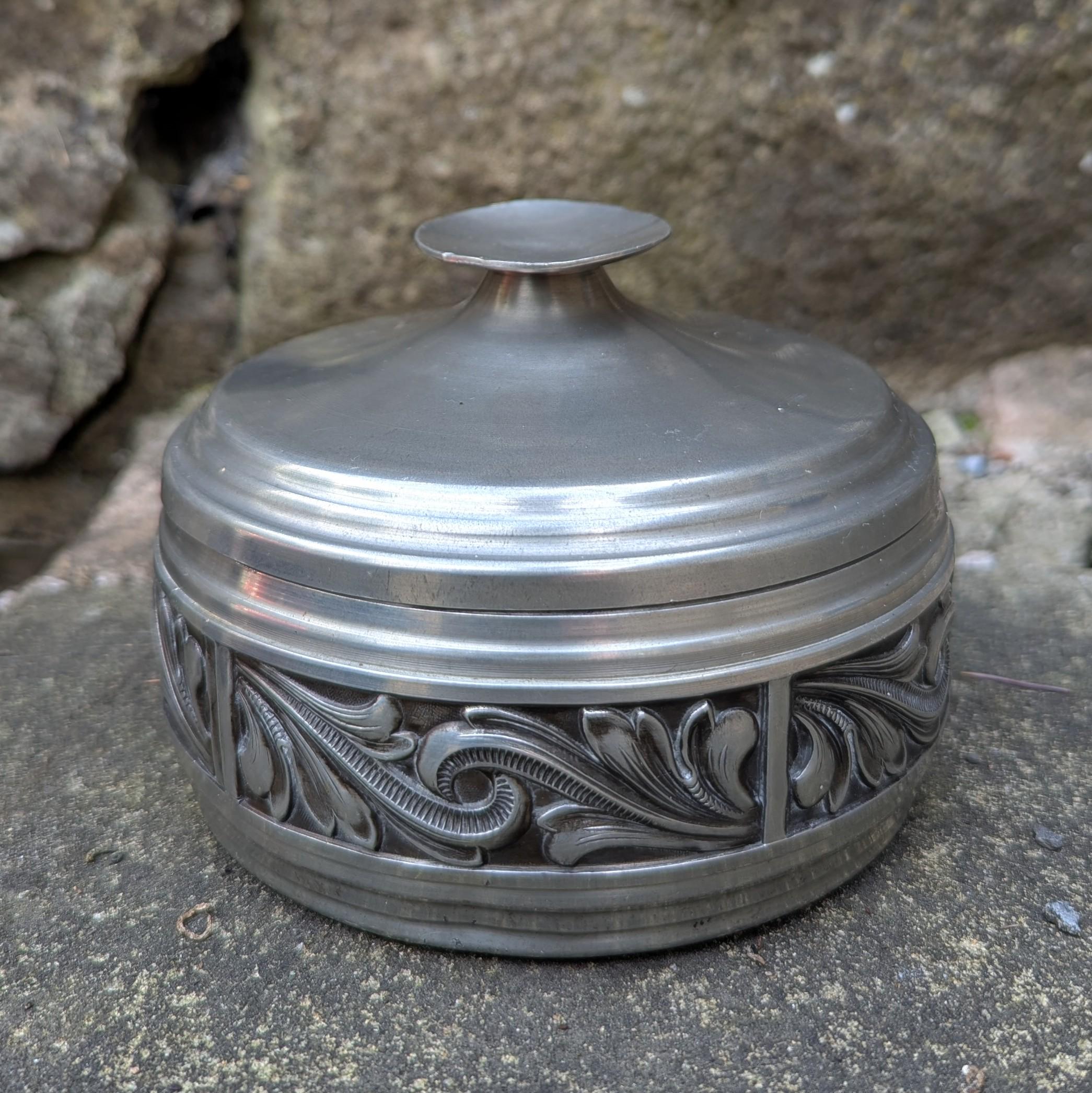 Vintage Norwegian Pewter Jewellery Box Valberget Gull Og Solv