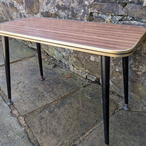 Mid-Century Modern Coffee Table: Brown Melamine Top, Detachable Legs
