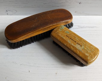 Two Delightful Vintage Wooden Brushes Shoe Shine Clothes Brush Cleaning