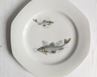 Large Vintage Fish Design Ceramic Plate Mid-century Selfmann Weiden Bavaria West Germany
