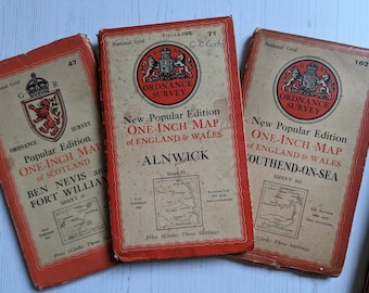 1940s Ordnance Survey One-Inch Cloth Map Southend-on-Sea Vintage