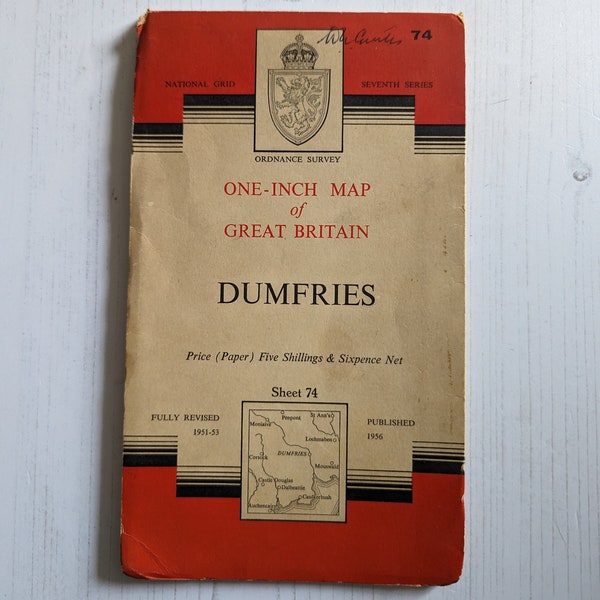 Dumfries Vintage Map 1951-53 Ordnance Survey One-Inch Map of Great Britain Paper Map Dumfries Scotland