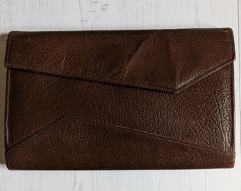 Brown Leather Clutch Bag Document Wallet 1970s/1980s Vintage Accessories