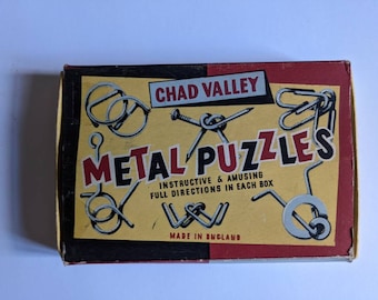 Vintage 1950s Chad Valley Metal Puzzles Complete with Instructions