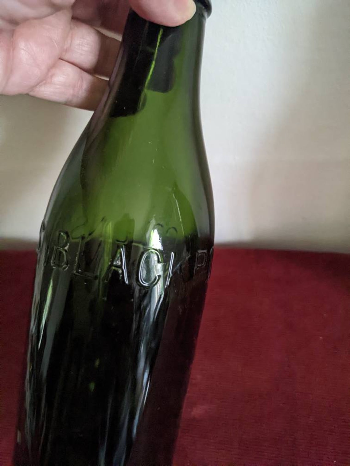 Two Vintage Antique Green Glass Beer Bottles Circa 1900s Etsy