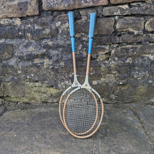 Pair of Vintage Badminton Rackets Wall Decor Games Room