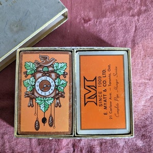 Vintage 1950er Jahre Boxed 2 x Packungen Spielkarten mit Werbung für Canadian Steel Company