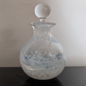 Vintage White Swirl Art Glass Perfume Bottle with Stopper