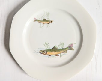 Large Vintage Fish Design Ceramic Plate Mid-century Selfmann Weiden Bavaria West Germany