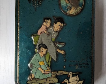 Vintage 1930er Jahre Schokolade Dainty Donah Toffee Zinn Japanisch Oriental Bild Deckel