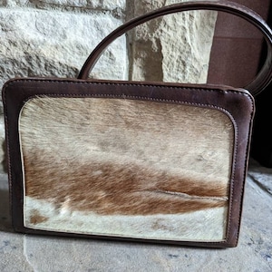 Vintage Ladies Faux Leather and Hide Handbag 1960s 1950s Mid-century