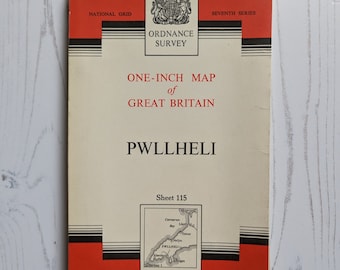 1962 Ordnance Survey One-Inch Paper Map Pwllheli Vintage