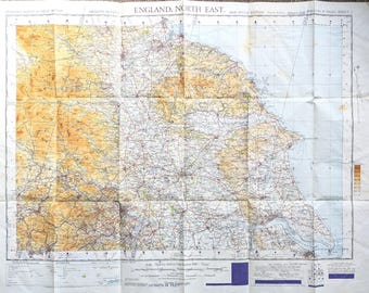 Mappa del Nord-Est dell'Inghilterra del 1948: edizione Vintage War Office