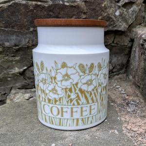 Hornsea Pottery Fleur Pattern 1970s Coffee Storage Jar Caddy Retro Kitsch