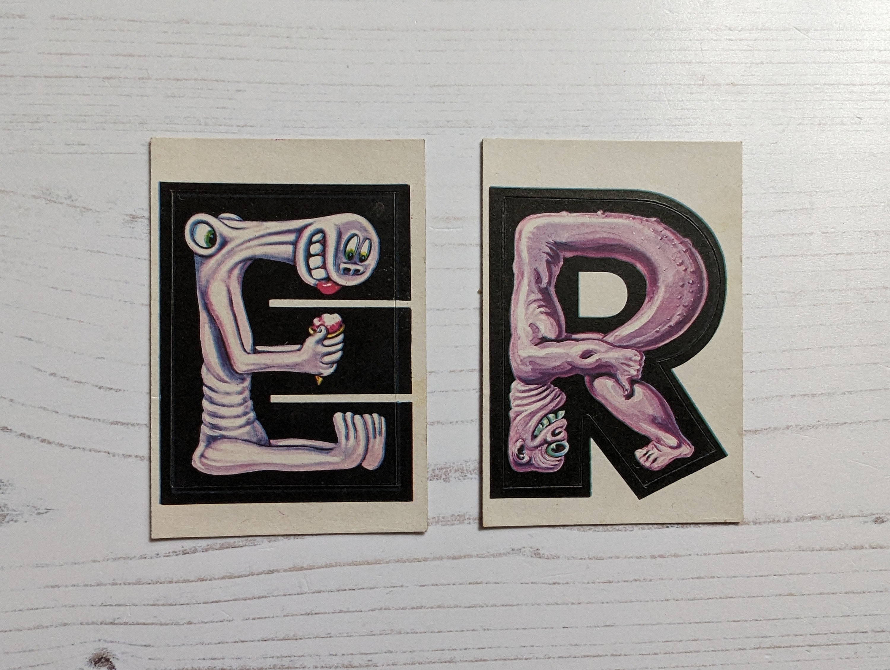Topps Nutty Initials Stickers Letters E and R 