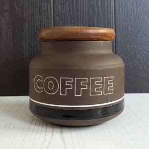 Hornsea Pottery Contrast 1970s Coffee Storage Jar Storage Cannister Retro Kitsch Teak Lid