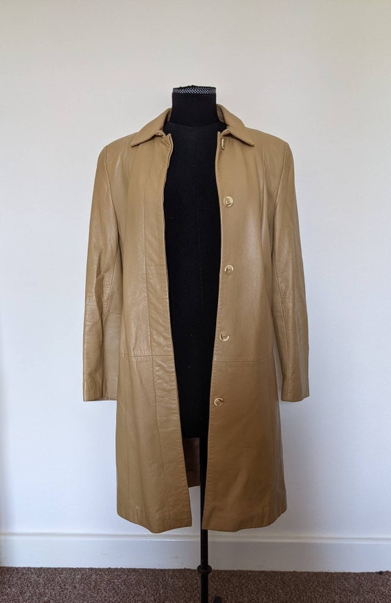 1980s St Michael (M&S) Women's  Leather Coat Camel