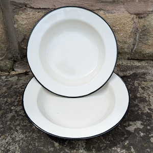 Vintage 1950s Enamel Bowls: USSR Shabby Chic Kitchen Decor