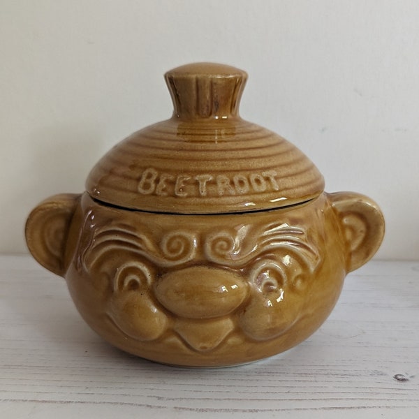 Ceramic Beetroot Storage Jar 1970s Kitsch Storage Cannister Retro