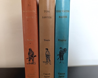 Caxton Junior Classics: Tom Sawyer, Water Babies & Robinson Crusoe 1960s Children's Books