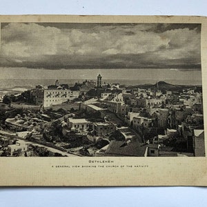 Carte postale de l'église de la Nativité de Bethléem des années 1920, non publiée ni écrite sur un objet de collection