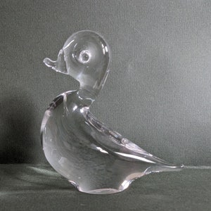 Wedgwood England Duck Design Klar Glas Ornament Briefbeschwerer Signiert Kristall Ostergeschenk