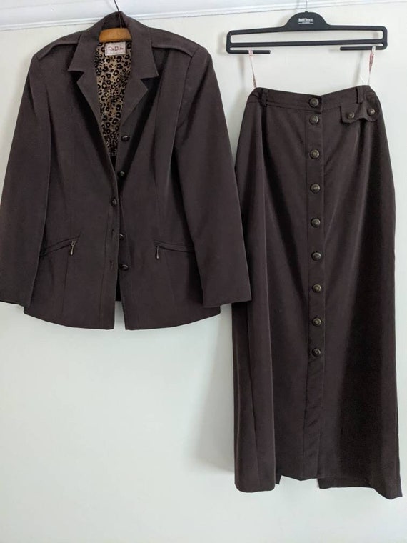 1980s Betty Barclay Brown Skirt Suit Size 8-10 Wo… - image 1