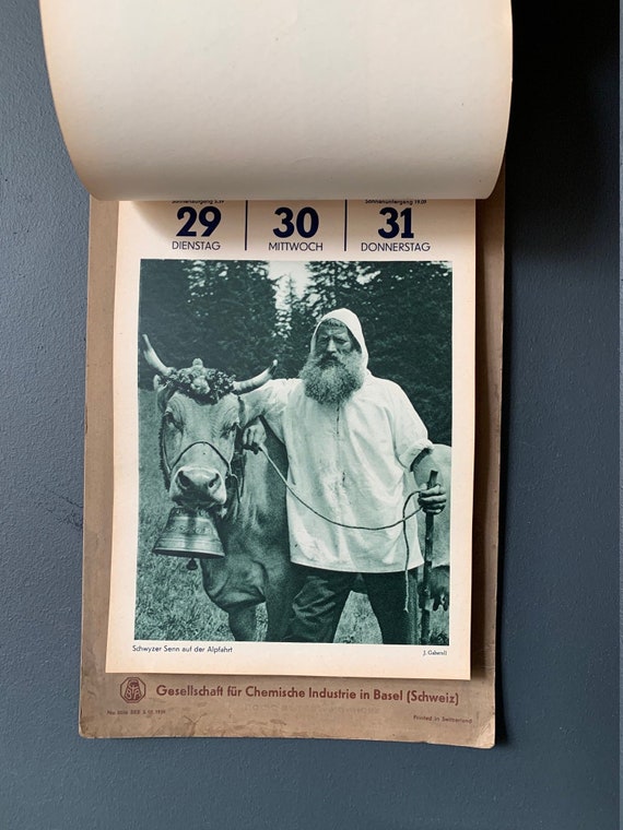 Jean Gaberell WALL CALENDAR for 1944, Switzerland Photos - Etsy