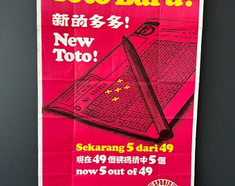 Originele 1969 MALEISIË Loterij Gokken TOTO LOTTO Reclamecampagne