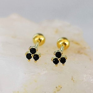 Sterling Silver Tiny Crystal Stud Earrings / Tragus Earrings / Helix Earrings / Snug Earrings / Lobe Earrings, Gold / Silver, 2 Pieces, 18g