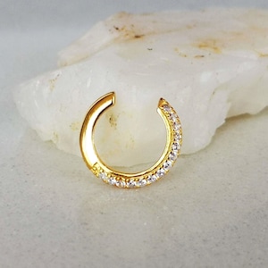 Crystal Ear Cuff / Huggie Hoop / Clip On Earring / Helix Earring / Conch Ring, Gold, Silver, Sterling Silver