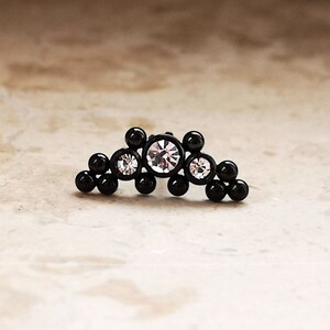 Brinco de cristal / Cartilagem / Helix / Snug / Tragus / Lobe Studs / Ear Climber / Crawler, preto / prata / ouro rosa, aço 316L, 16g