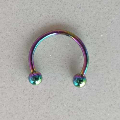Rainbow Horseshoe Septum Piercing / Daith Earring / Helix Etsy