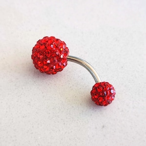 Crystal Belly Piercing Curved Barbell / Belly Button Ring / Navel Ring / Belly Button Jewelry, 14g