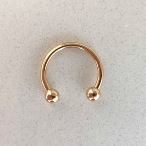 Rose Gold Horseshoe Septum Piercing / Daith Earring / Helix Earring / Cartilage Earring, Surgical Steel, Externally Threaded