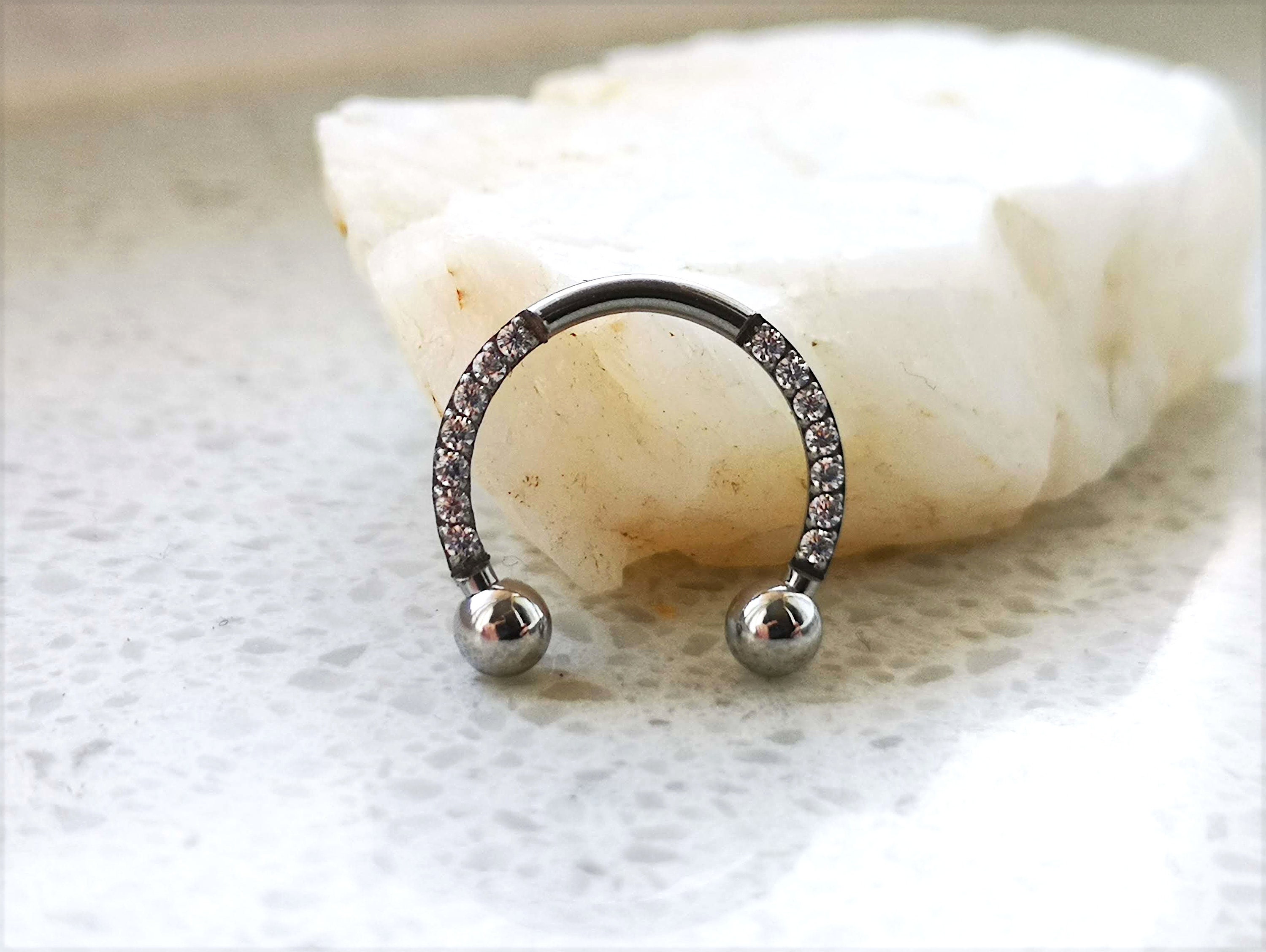 Gold / Black / Silver Horseshoe Septum Piercing With Cubic Zirconia ...