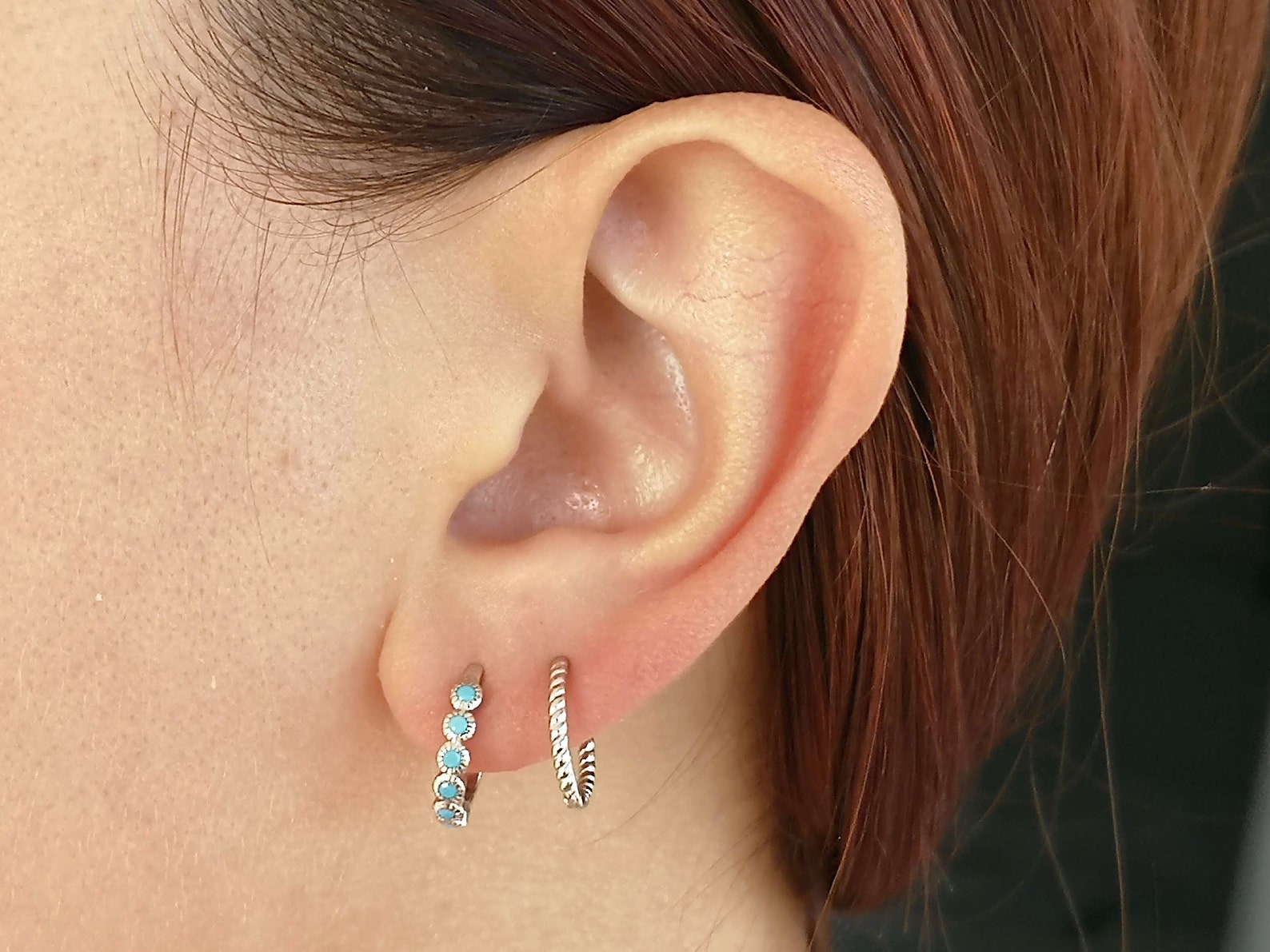 Small Hoop Earrings / Braided Ear Cuffs / Earlobe Earrings / Etsy