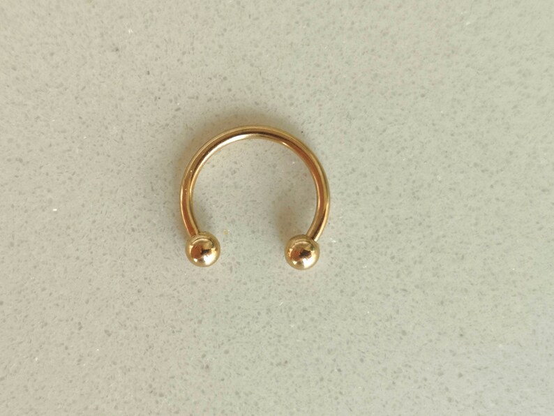 Gold Horseshoe Septum Piercing / Daith Earring / Helix Earring / Cartilage Earring, Surgical Steel, Externally Threaded 