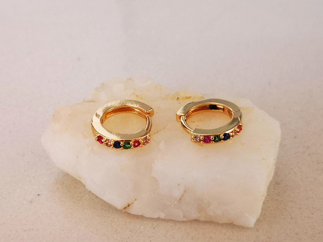 Small Ear Cuffs / Dainty Hoop Earrings / Earlobe Earrings With Crystals