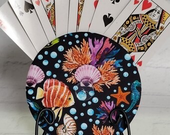 PLAYING CARD HOLDER: Handmade Cotton, Travel Game Organizer, Card Organizer, Uno Card Game, Fish