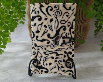 Handmade Cotton Tea / Coffee Bag Wallet, Panda Bear Travel Pouch, Music Theme