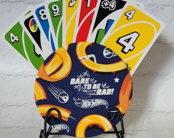 Hot Wheels Cotton Playing Card Holder: Travel Game Organizer, Padded Disks